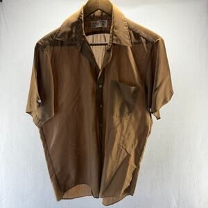 Vintage Cranbrook Shirt men's Large 22.5x30 Brown Lightweight Rockabilly 70s